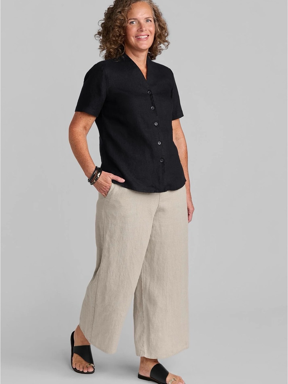 Flax Sociable Flood - Wide Leg Linen Pants M